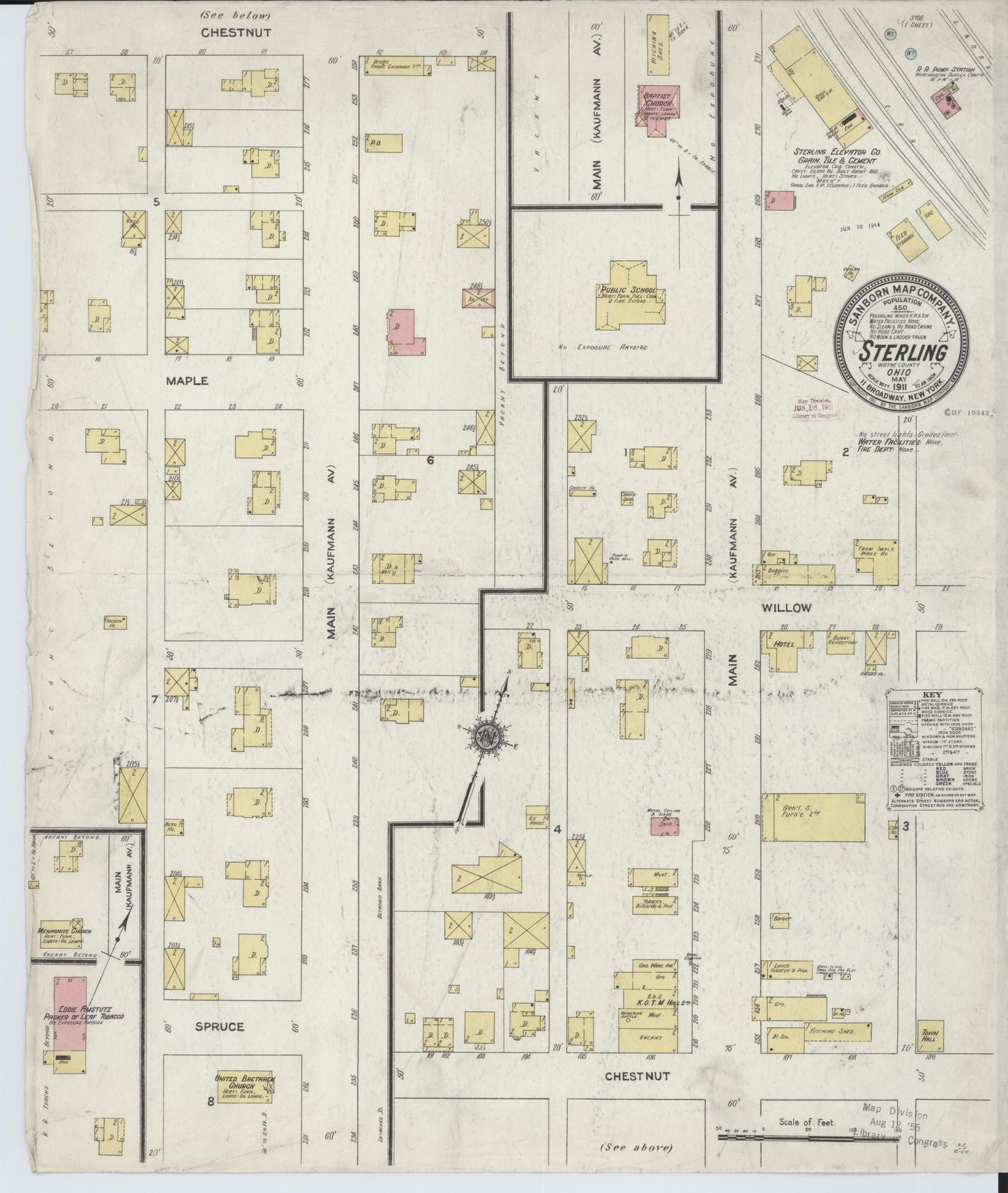 Sanborn Fire Insurance Map from Sterling, Wayne County, Ohio (1911), Sheet #0001 - Historic Sanborn Fire Insurance Map Print, vintage old map wall art, antique decor, genealogy gift, Ohio Ohio map