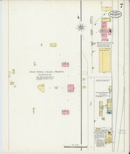 Sanborn Fire Insurance Map from Muskogee, Muskogee County, Oklahoma (1898), Sheet #0007 - Complete Map Set gallery image, historic Sanborn map, vintage wall art, Oklahoma Oklahoma
