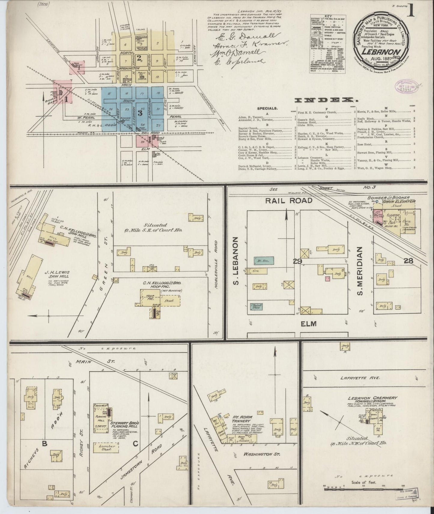Sanborn Fire Insurance Map from Lebanon, Boone County, Indiana (1887), Sheet #0001 - Complete Map Set gallery image, historic Sanborn map, vintage wall art, Indiana Indiana