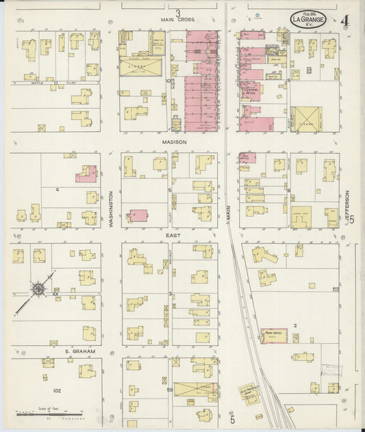 Sanborn Fire Insurance Map from La Grange, Oldham County, Kentucky (1915), Sheet #0004 - Historic Sanborn Fire Insurance Map Print, vintage old map wall art, antique decor, genealogy gift, Kentucky Kentucky map