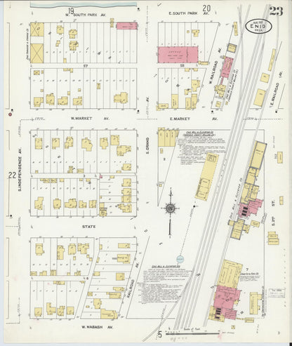 Sanborn Fire Insurance Map from Enid, Garfield County, Oklahoma (1911), Sheet #0023 - Complete Map Set gallery image, historic Sanborn map, vintage wall art, Oklahoma Oklahoma