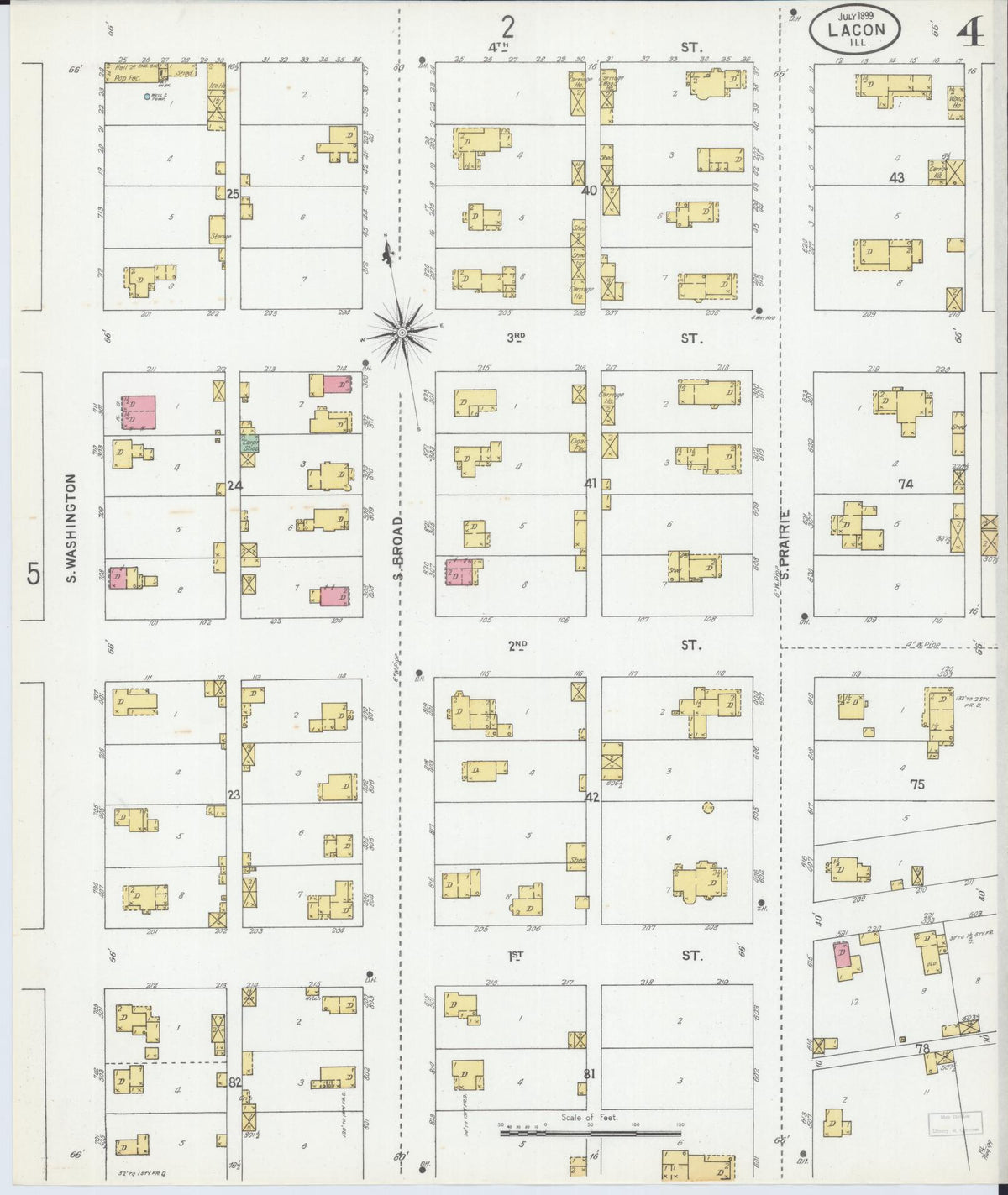 Sanborn Fire Insurance Map from Lacon, Marshall County, Illinois (1899), Sheet #0004 - Historic Sanborn Fire Insurance Map Print, vintage old map wall art, antique decor, genealogy gift, Illinois Illinois map