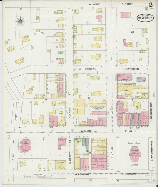 Sanborn Fire Insurance Map from Mount Vernon, Jefferson County, Illinois (1894), Sheet #0002 - Historic Sanborn Fire Insurance Map Print, vintage old map wall art, antique decor, genealogy gift, Illinois Illinois map