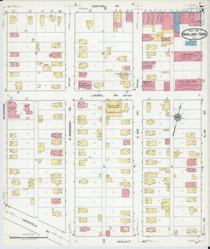 Sanborn Fire Insurance Map from Highland Park, Lake County, Illinois (1918), Sheet #0005 - Complete Map Set gallery image, historic Sanborn map, vintage wall art, Illinois Illinois