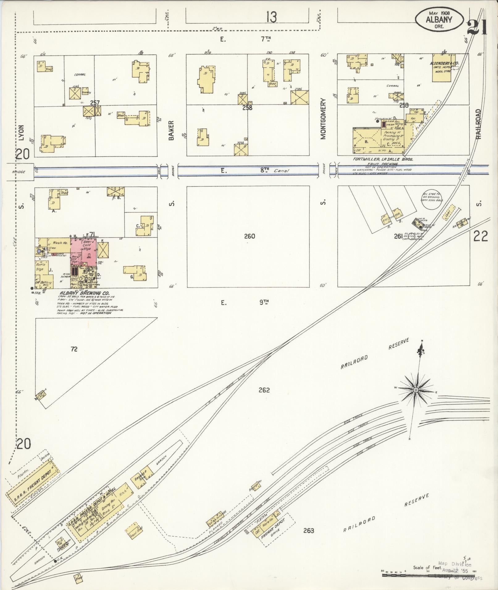Sanborn Fire Insurance Map from Albany, Linn County, Oregon (1908), Sheet #0021 - Complete Map Set gallery image, historic Sanborn map, vintage wall art, Oregon Oregon