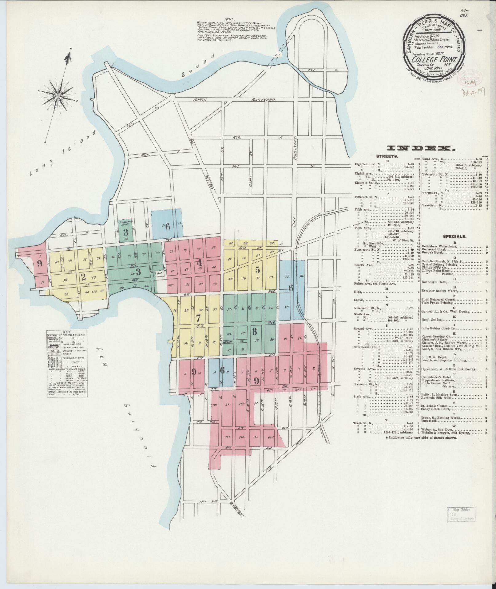 Sanborn Fire Insurance Map from College Point, Queens County, New York. (1897) – Historic Sanborn Fire Insurance Map Print