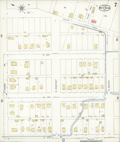 Sanborn Fire Insurance Map from North Yakima, Yakima County, Washington (1905), Sheet #0007 - Complete Map Set gallery image, historic Sanborn map, vintage wall art, Washington Washington
