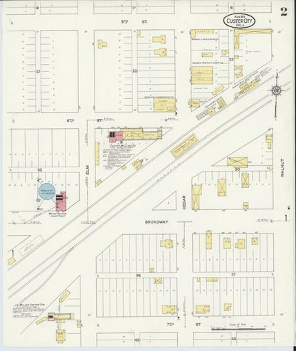 Sanborn Fire Insurance Map from Custer City, Custer County, Oklahoma (1913), Sheet #0002 - Complete Map Set gallery image, historic Sanborn map, vintage wall art, Oklahoma Oklahoma