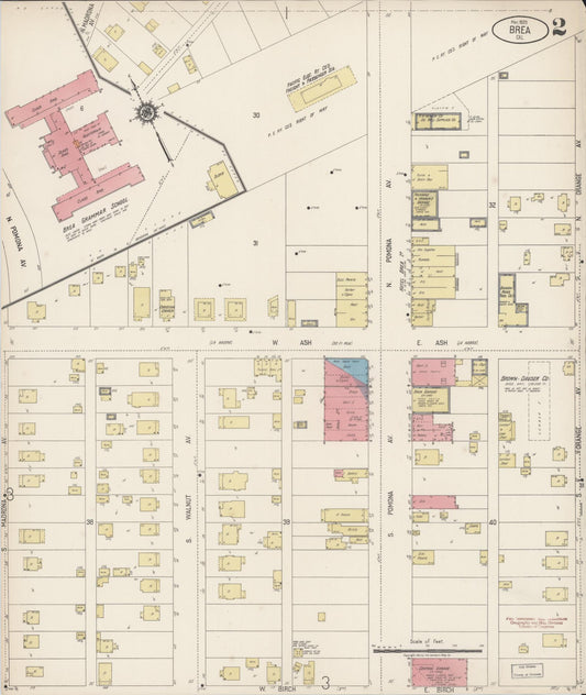 Sanborn Fire Insurance Map from Brea, Orange County, California (1920), Sheet #0002 - Historic Sanborn Fire Insurance Map Print, vintage old map wall art, antique decor, genealogy gift, California California map