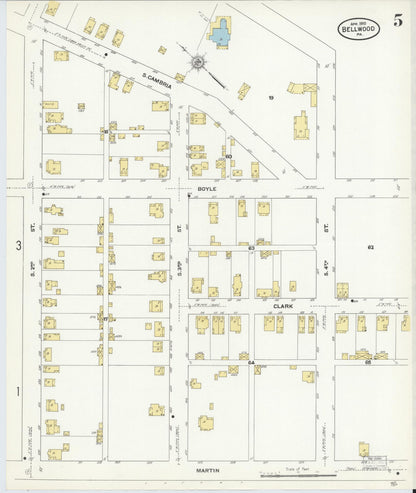 Sanborn Fire Insurance Map from Bellwood, Blair County, Pennsylvania (1910), Sheet #0005 - Historic Sanborn Fire Insurance Map Print, vintage old map wall art, antique decor, genealogy gift, Pennsylvania Pennsylvania map