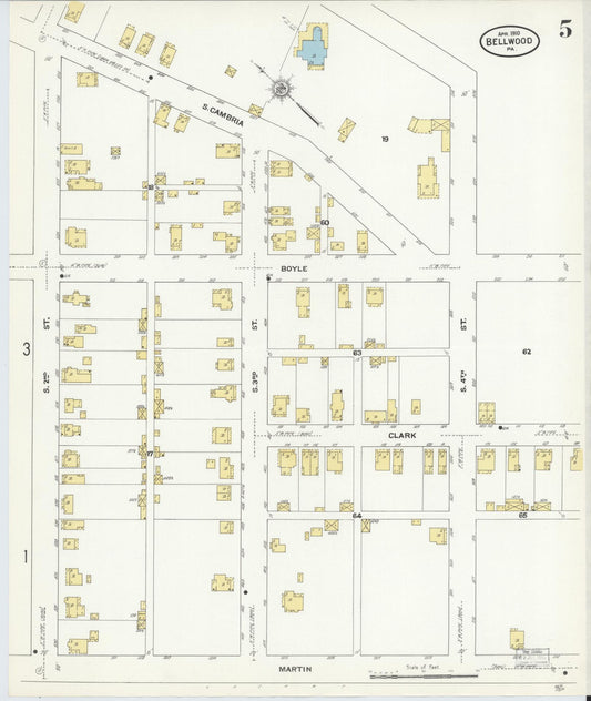 Sanborn Fire Insurance Map from Bellwood, Blair County, Pennsylvania (1910), Sheet #0005 - Historic Sanborn Fire Insurance Map Print, vintage old map wall art, antique decor, genealogy gift, Pennsylvania Pennsylvania map