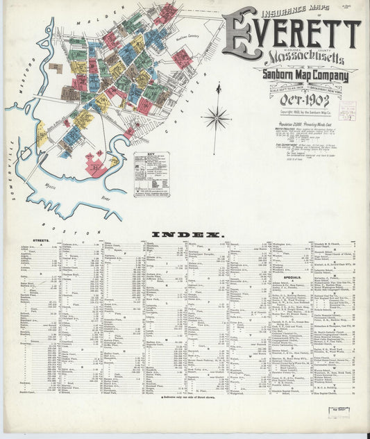 Sanborn Fire Insurance Map from Everett, Middlesex County, Massachusetts (1903), Sheet #0001 - Complete Map Set gallery image, historic Sanborn map, vintage wall art, Massachusetts Massachusetts