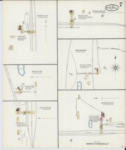 Sanborn Fire Insurance Map from Rich Hill, Bates County, Missouri (1893), Sheet #0007 - Historic Sanborn Fire Insurance Map Print, vintage old map wall art, antique decor, genealogy gift, Missouri Missouri map