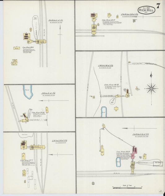 Sanborn Fire Insurance Map from Rich Hill, Bates County, Missouri (1893), Sheet #0007 - Historic Sanborn Fire Insurance Map Print, vintage old map wall art, antique decor, genealogy gift, Missouri Missouri map