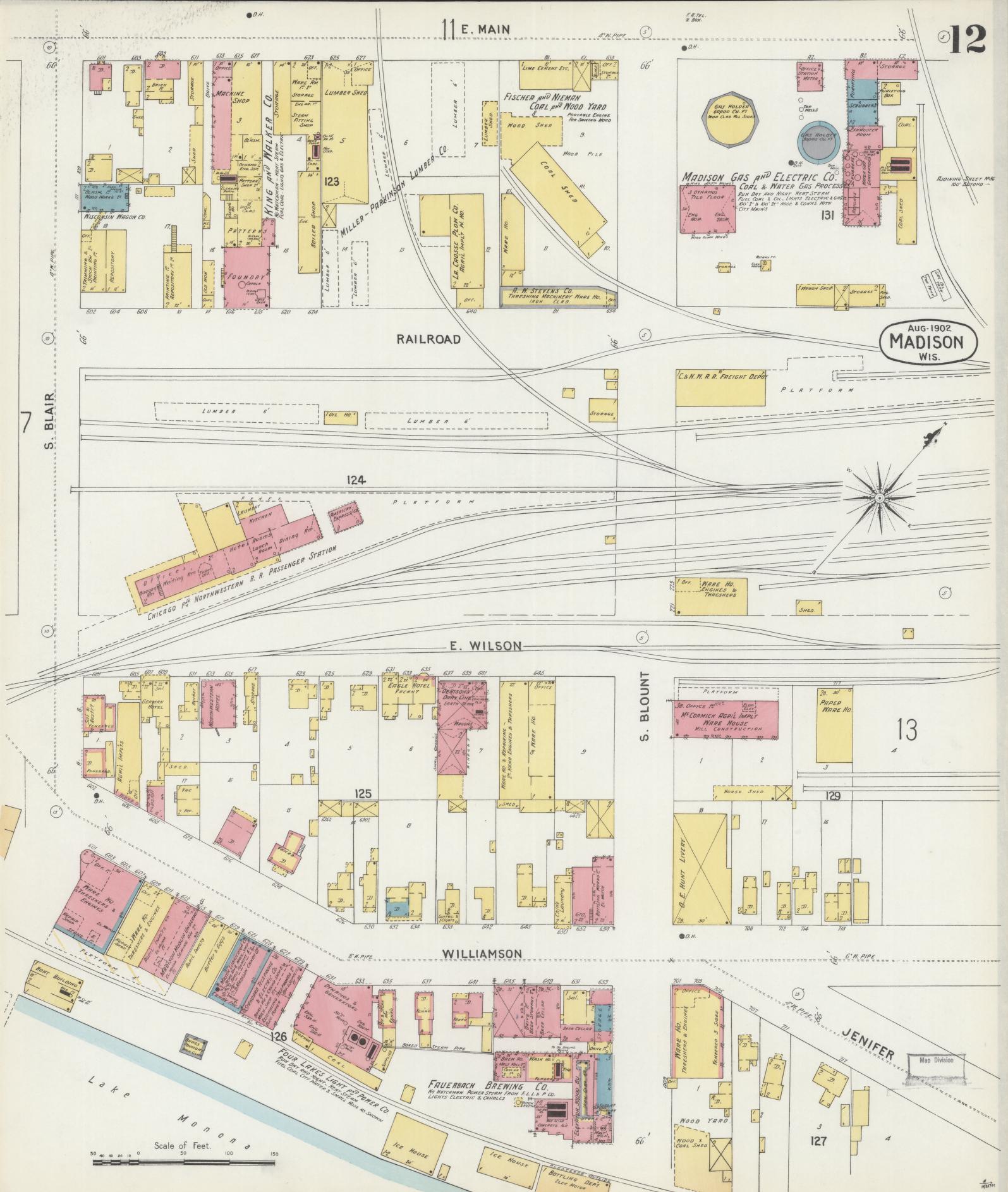 Sanborn Fire Insurance Map from Madison, Dane County, Wisconsin (1902), Sheet #0012 - Complete Map Set gallery image, historic Sanborn map, vintage wall art, Wisconsin Wisconsin