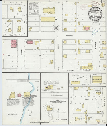 Sanborn Fire Insurance Map from Baxter Springs, Cherokee County, Kansas (1899), Sheet #0001 - Complete Map Set gallery image, historic Sanborn map, vintage wall art, Kansas Kansas