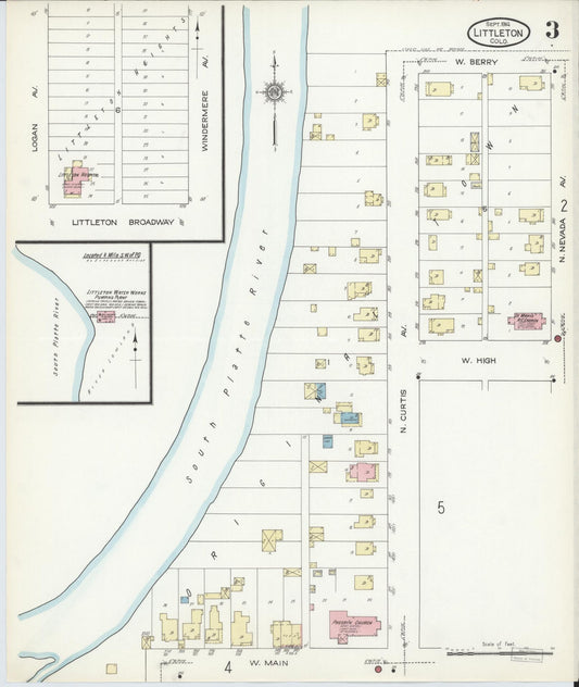 Sanborn Fire Insurance Map from Littleton, Arapahoe County, Colorado (1914), Sheet #0003 - Historic Sanborn Fire Insurance Map Print, vintage old map wall art, antique decor, genealogy gift, Colorado Colorado map