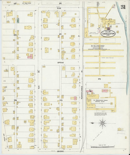 Sanborn Fire Insurance Map from Charleston, Kanawha County, West Virginia (1907), Sheet #0031 - Complete Map Set gallery image, historic Sanborn map, vintage wall art, West Virginia West Virginia