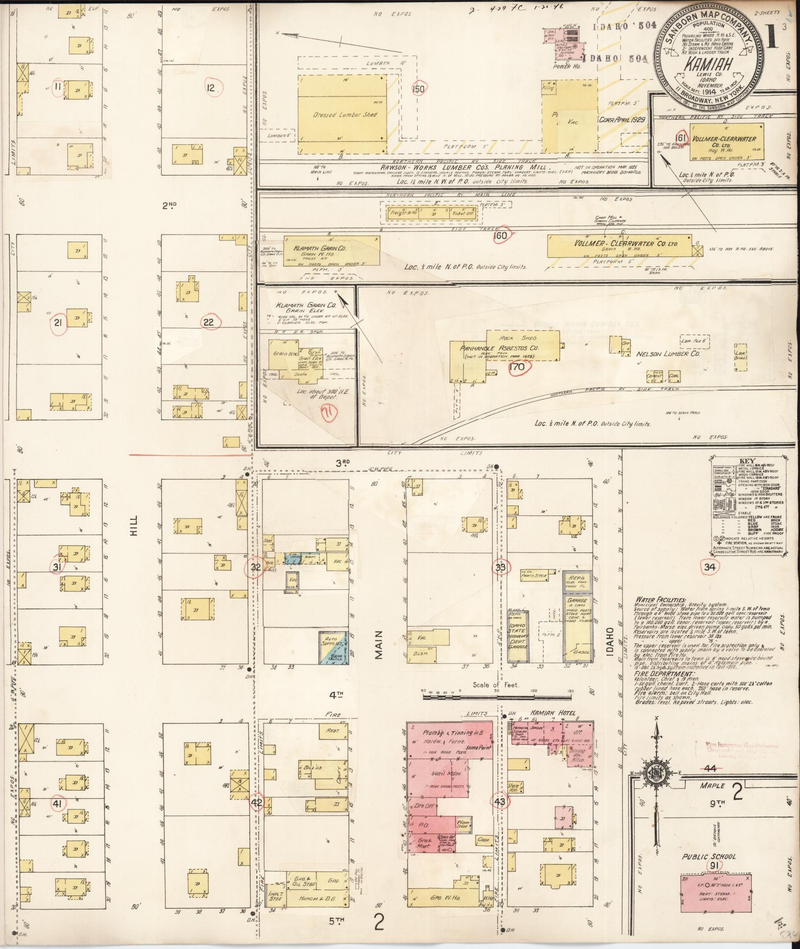 Sanborn Fire Insurance Map from Kamiah, Lewis County, Idaho (1929), Sheet #0001 - Complete Map Set gallery image, historic Sanborn map, vintage wall art, Idaho Idaho