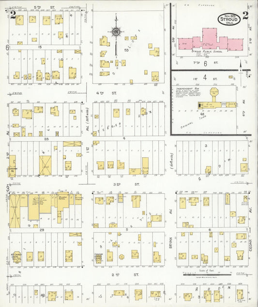 Sanborn Fire Insurance Map from Stroud, Lincoln County, Oklahoma (1925), Sheet #0002 - Historic Sanborn Fire Insurance Map Print, vintage old map wall art, antique decor, genealogy gift, Oklahoma Oklahoma map