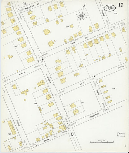 Sanborn Fire Insurance Map from Dover, Morris County, New Jersey (1909), Sheet #0017 - Complete Map Set gallery image, historic Sanborn map, vintage wall art, New Jersey New Jersey