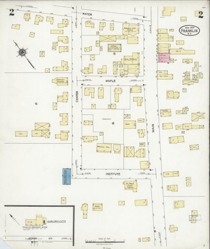 Sanborn Fire Insurance Map from Franklin, Delaware County, New York (1925), Sheet #0002 - Complete Map Set gallery image, historic Sanborn map, vintage wall art, New York New York