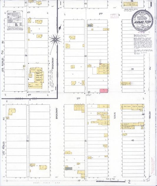 Sanborn Fire Insurance Map from Hamilton, Glenn County, California (1909), Sheet #0001 - Complete Map Set gallery image, historic Sanborn map, vintage wall art, California California