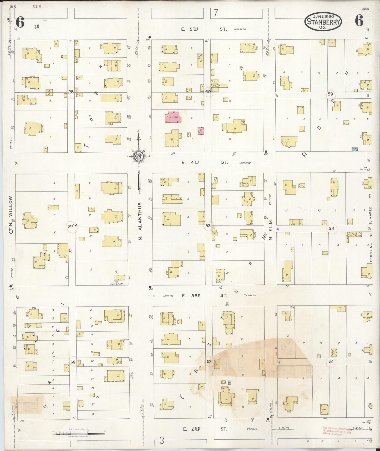 Sanborn Fire Insurance Map from Stanberry, Gentry County, Missouri (1940), Sheet #0006 - Complete Map Set gallery image, historic Sanborn map, vintage wall art, Missouri Missouri