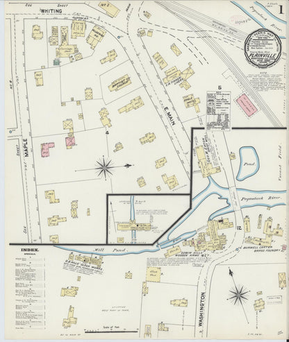 Sanborn Fire Insurance Map from Plainville, Hartford County, Connecticut (1890), Sheet #0001 - Complete Map Set gallery image, historic Sanborn map, vintage wall art, Connecticut Connecticut