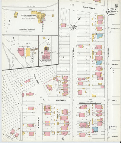 Sanborn Fire Insurance Map from El Paso, El Paso County, Texas (1900), Sheet #0002 - Historic Sanborn Fire Insurance Map Print, vintage old map wall art, antique decor, genealogy gift, Texas Texas map