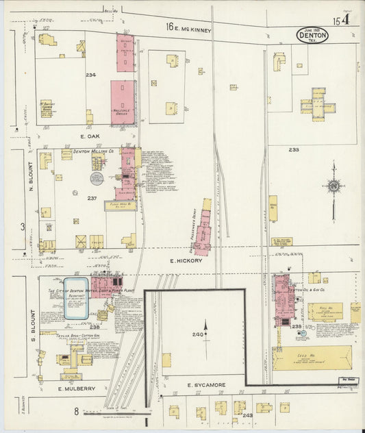 Sanborn Fire Insurance Map from Denton, Denton County, Texas (1921), Sheet #0004 - Historic Sanborn Fire Insurance Map Print, vintage old map wall art, antique decor, genealogy gift, Texas Texas map