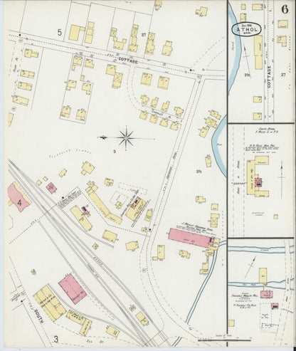 Sanborn Fire Insurance Map from Athol, Worcester County, Massachusetts (1896), Sheet #0006 - Complete Map Set gallery image, historic Sanborn map, vintage wall art, Massachusetts Massachusetts