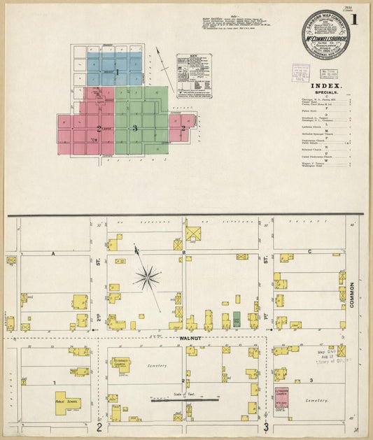 Sanborn Fire Insurance Map from McConnellsburgh, Fulton County, Pennsylvania (1904), Sheet #0001 - Historic Sanborn Fire Insurance Map Print, vintage old map wall art, antique decor, genealogy gift, Pennsylvania Pennsylvania map
