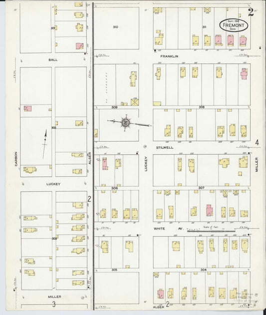 Sanborn Fire Insurance Map from Fremont, Sandusky County, Ohio (1910), Sheet #0002 - Historic Sanborn Fire Insurance Map Print, vintage old map wall art, antique decor, genealogy gift, Ohio Ohio map