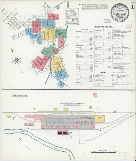 Sanborn Fire Insurance Map from Scottdale, Westmoreland County, Pennsylvania (1903), Sheet #0001 - Complete Map Set gallery image, historic Sanborn map, vintage wall art, Pennsylvania Pennsylvania