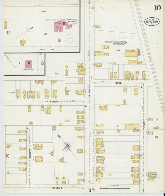 Sanborn Fire Insurance Map from Woodbury, Gloucester County, New Jersey (1902), Sheet #0010 - Historic Sanborn Fire Insurance Map Print, vintage old map wall art, antique decor, genealogy gift, New Jersey New Jersey map