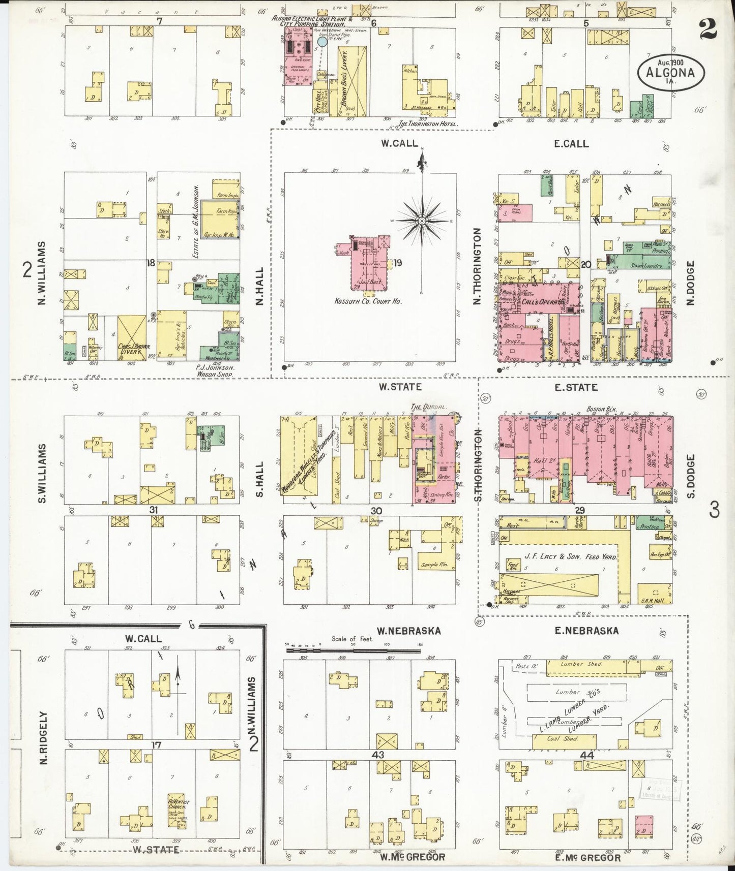 Sanborn Fire Insurance Map from Algona, Kossuth County, Iowa (1900), Sheet #0002 - Historic Sanborn Fire Insurance Map Print