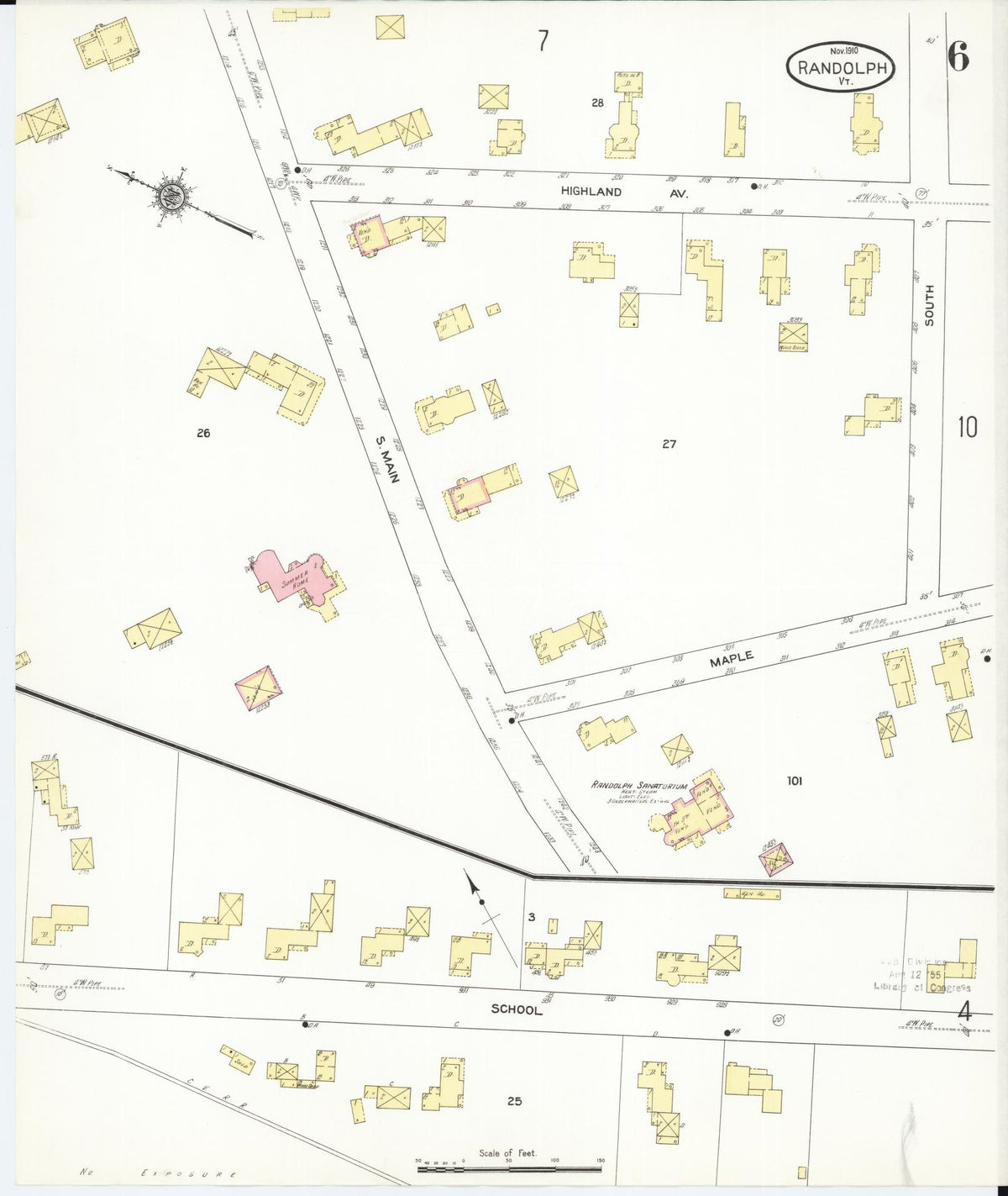 Sanborn Fire Insurance Map from Randolph, Orange County, Vermont (1910), Sheet #0006 - Historic Sanborn Fire Insurance Map Print, vintage old map wall art, antique decor, genealogy gift, Vermont Vermont map