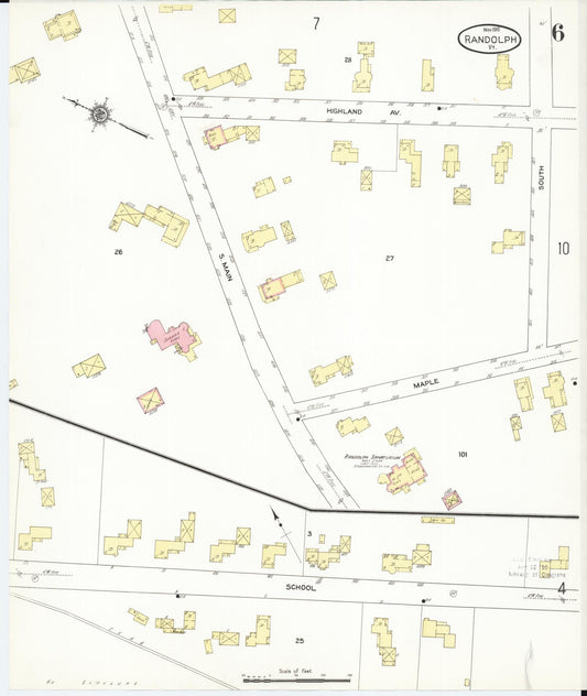 Sanborn Fire Insurance Map from Randolph, Orange County, Vermont (1910), Sheet #0006 - Historic Sanborn Fire Insurance Map Print, vintage old map wall art, antique decor, genealogy gift, Vermont Vermont map