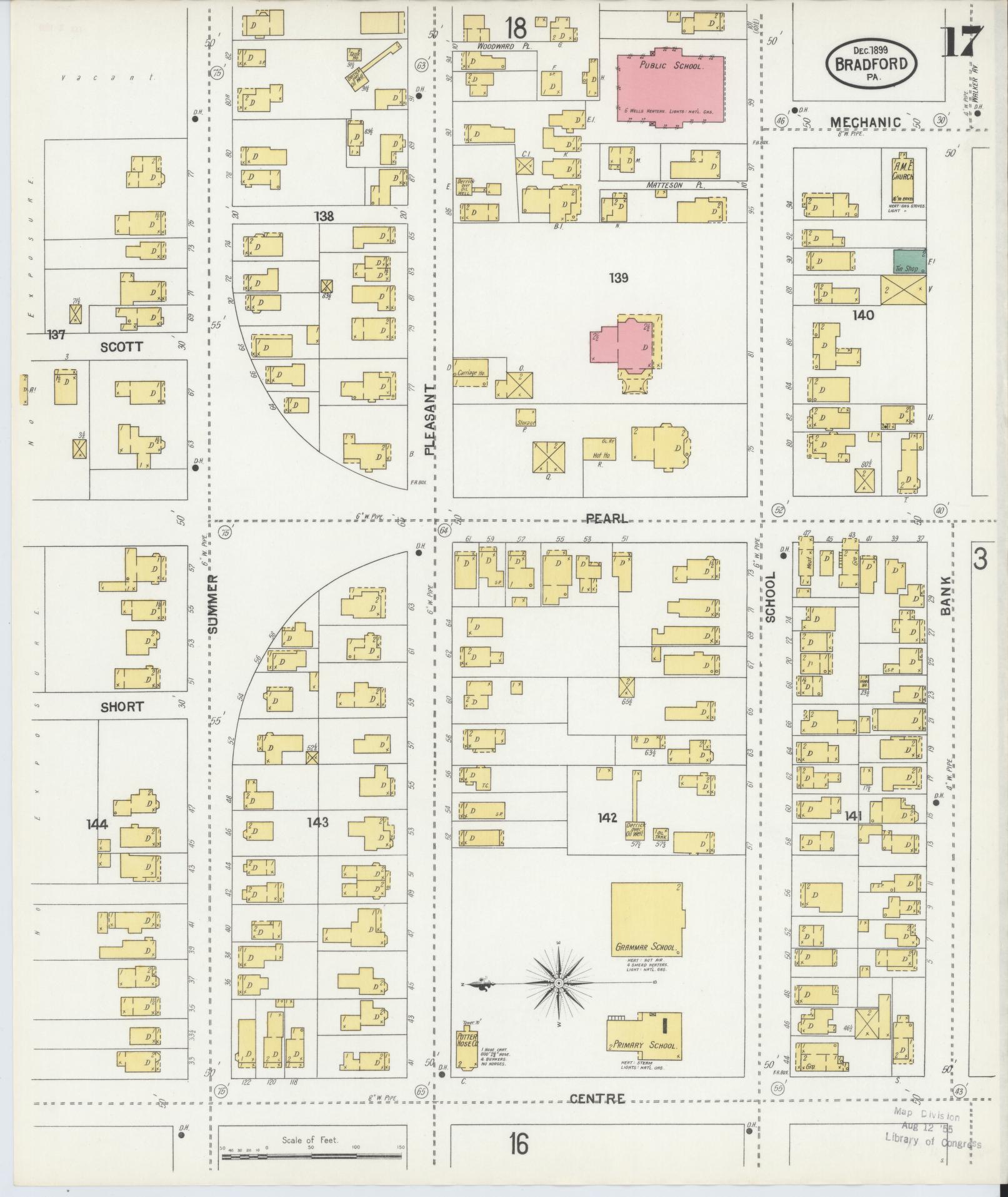 Sanborn Fire Insurance Map from Bradford, McKean County, Pennsylvania (1899), Sheet #0017 - Historic Sanborn Fire Insurance Map Print, vintage old map wall art, antique decor, genealogy gift, Pennsylvania Pennsylvania map