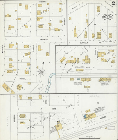 Sanborn Fire Insurance Map from Marion, Waupaca County, Wisconsin (1901), Sheet #0002 - Historic Sanborn Fire Insurance Map Print, vintage old map wall art, antique decor, genealogy gift, Wisconsin Wisconsin map