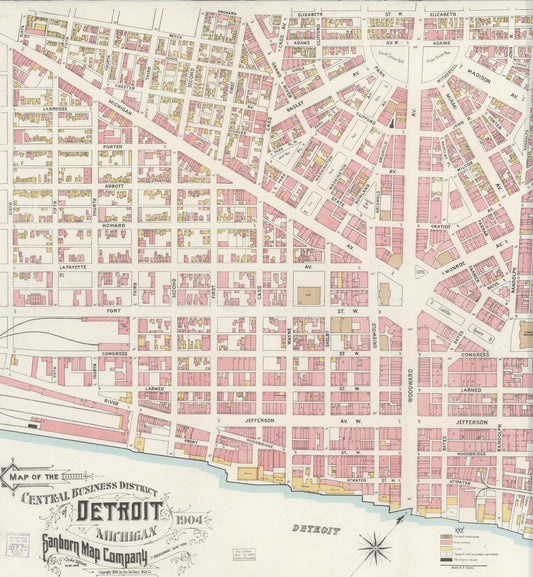 Sanborn Fire Insurance Map from Detroit, Wayne County, Michigan. (1904) – Historic Sanborn Fire Insurance Map Print