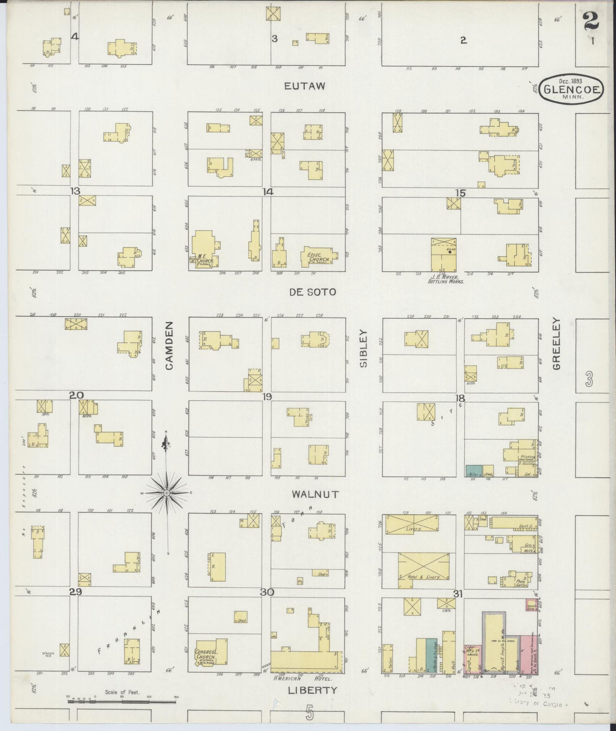Sanborn Fire Insurance Map from Glencoe, Mcleod County, Minnesota (1893), Sheet #0002 - Complete Map Set gallery image, historic Sanborn map, vintage wall art, Minnesota Minnesota