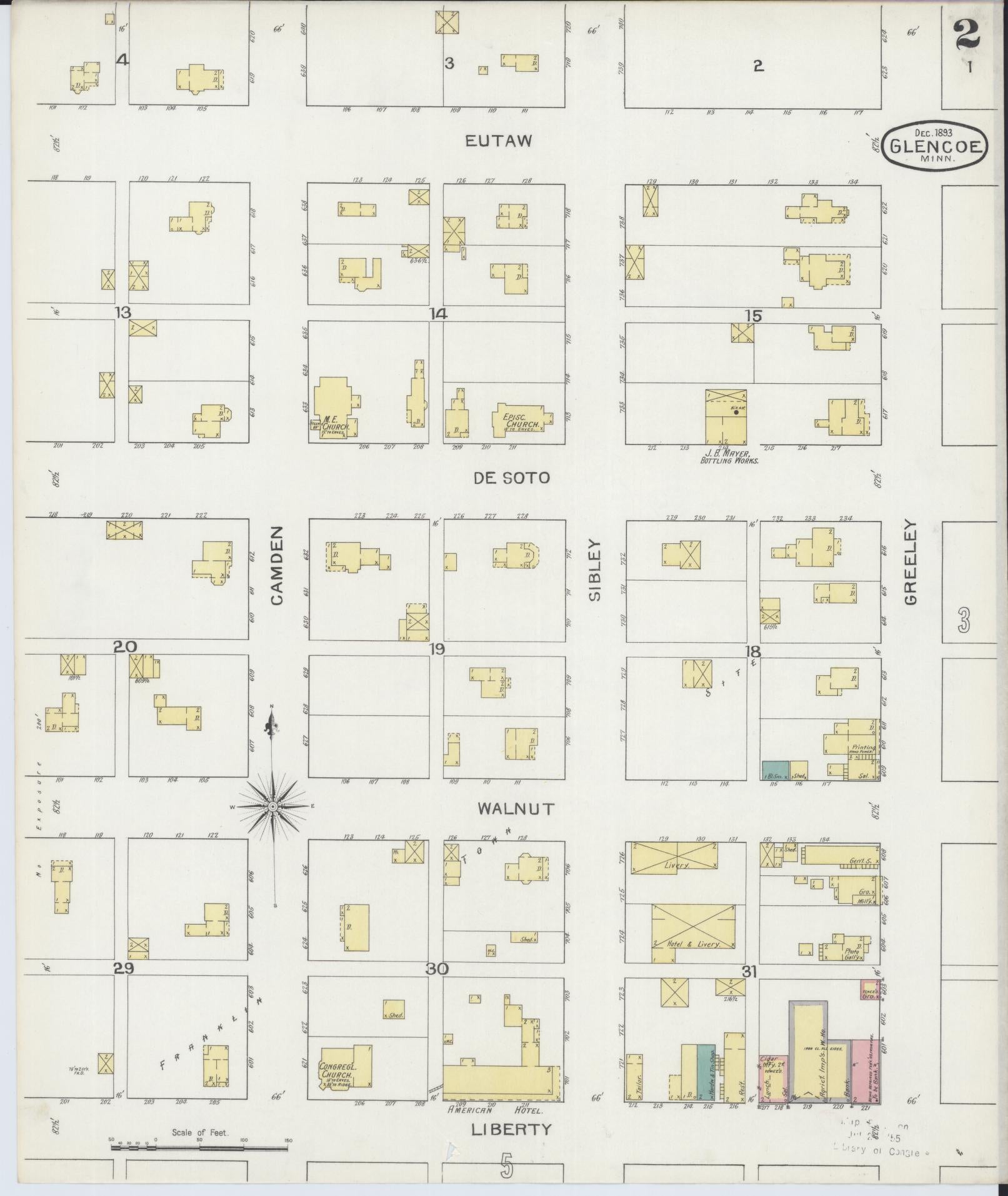 Sanborn Fire Insurance Map from Glencoe, Mcleod County, Minnesota (1893), Sheet #0002 - Complete Map Set gallery image, historic Sanborn map, vintage wall art, Minnesota Minnesota