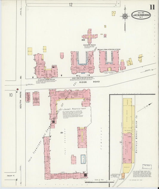 Sanborn Fire Insurance Map from Lackawanna, Erie County, New York (1915), Sheet #0011 - Historic Sanborn Fire Insurance Map Print, vintage old map wall art, antique decor, genealogy gift, New York New York map