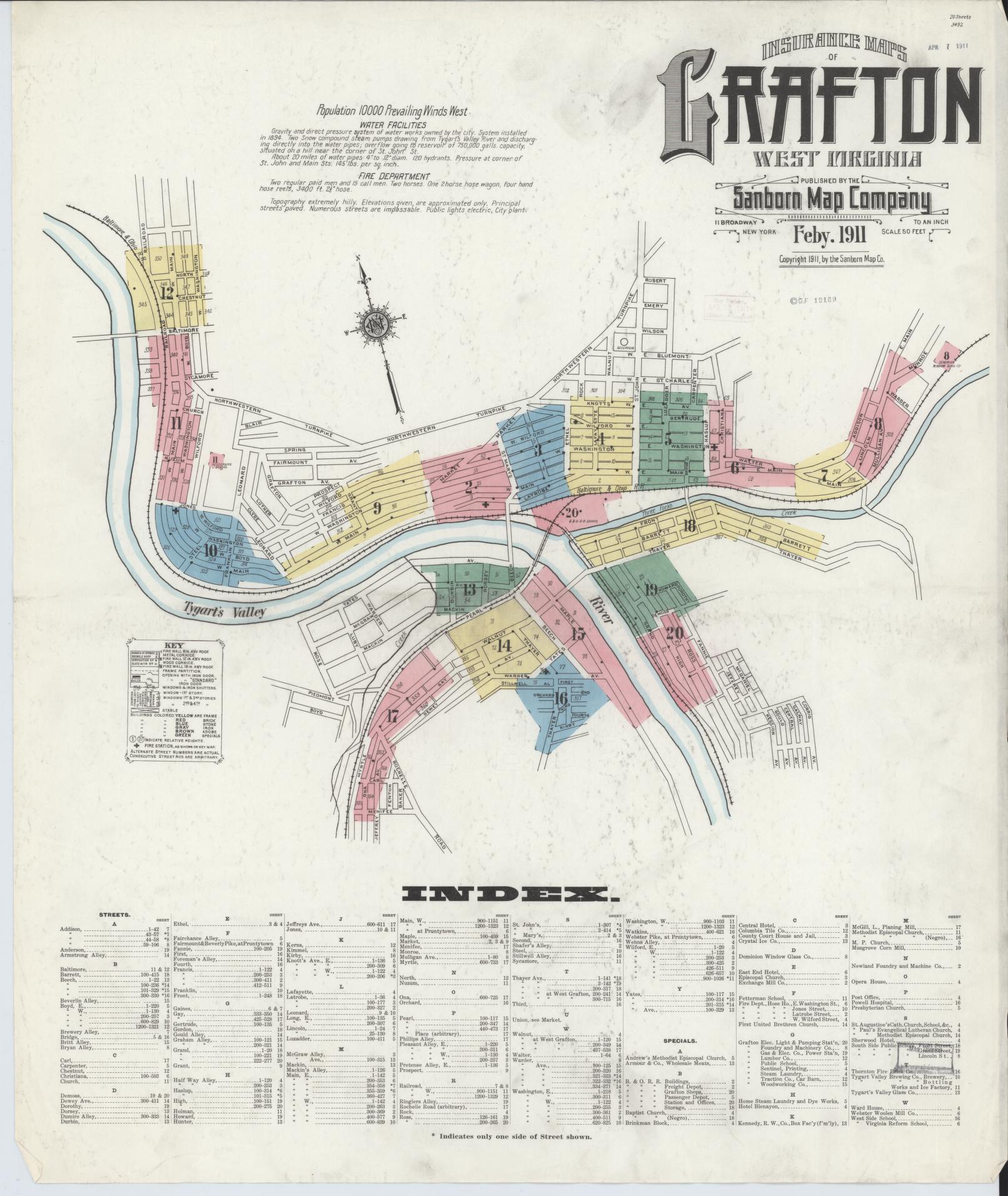 Sanborn Fire Insurance Map from Grafton, Taylor County, West Virginia. (1911) – Historic Sanborn Fire Insurance Map Print