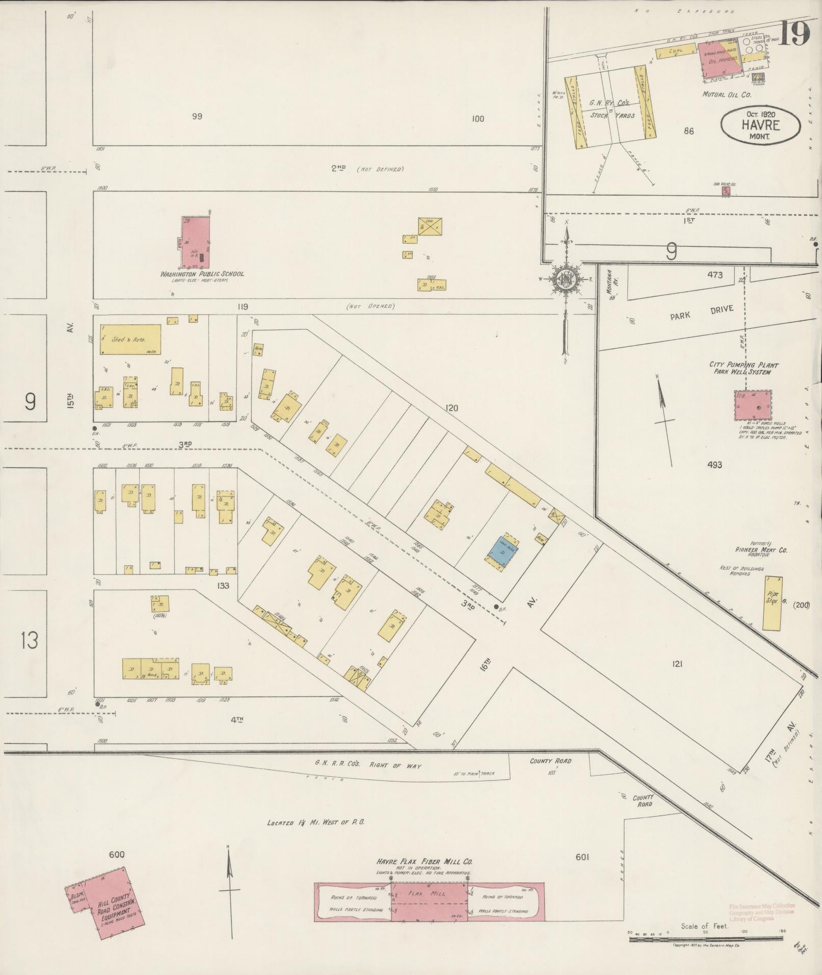 Sanborn Fire Insurance Map from Havre, Hill County, Montana (1920), Sheet #0019 - Historic Sanborn Fire Insurance Map Print, vintage old map wall art, antique decor, genealogy gift, Montana Montana map