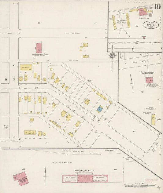 Sanborn Fire Insurance Map from Havre, Hill County, Montana (1920), Sheet #0019 - Historic Sanborn Fire Insurance Map Print, vintage old map wall art, antique decor, genealogy gift, Montana Montana map