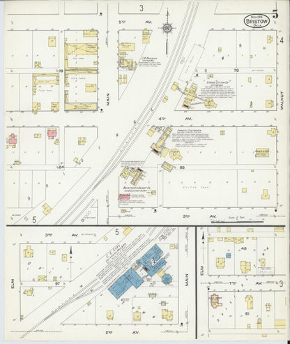 Sanborn Fire Insurance Map from Bristow, Creek County, Oklahoma (1915), Sheet #0005 - Complete Map Set gallery image, historic Sanborn map, vintage wall art, Oklahoma Oklahoma