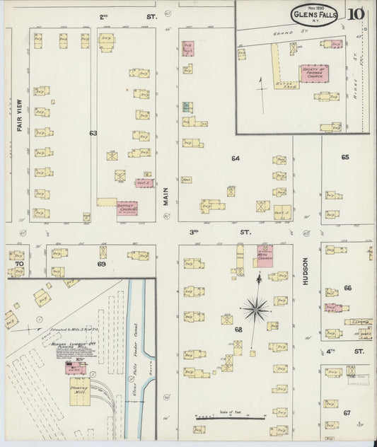 Sanborn Fire Insurance Map from Glens Falls, Warren County, New York (1890), Sheet #0010 - Historic Sanborn Fire Insurance Map Print, vintage old map wall art, antique decor, genealogy gift, New York New York map